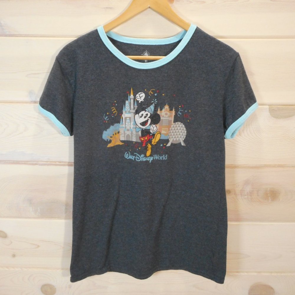 Walt Disney World Mickey Mouse 90th Birthday T-Shirt Women's Size XL Gray